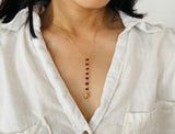 Red Garnet Beaded Gold Y Lariat Drop Necklace also available with other stones
