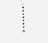 Red Garnet Beaded Gold Y Lariat Drop Necklace also available with other stones
