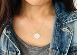 FLYING BIRDS ENGRAVED Disc Necklace