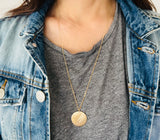 FLYING BIRDS ENGRAVED Disc Necklace