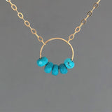Five Turquoise Stone Circle Necklace