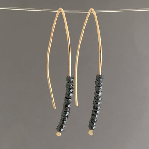 Black Hematite Wishbone Threader Earrings