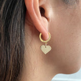 Crystal Huggie Earring with Heart