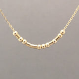 Custom FINE CHAIN Small Bar Gold Fill Morse Code Necklace