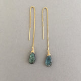 Labradorite Box Chain Threader Earrings in Gold Fill or Sterling Silver