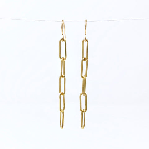 Gold Fill Long Rectangle Link Earrings