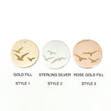 FLYING BIRDS ENGRAVED Disc Necklace