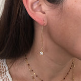 Gold Fill Swarovski Crystal Box Chain Threader Earrings