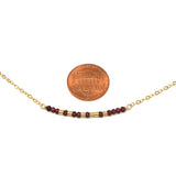 GARNET STONE Small Bar Morse Code Necklace