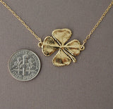 Double Connected Four Leaf Clover Necklace