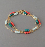Multi Colored Gemstone Beaded Bracelet