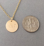 Greek Sorority DISC Lavalier Engraved Necklace