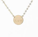 Double Connected Stamped Initial Disc Necklace