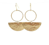 Hammered Gold Half Disc Hoop Earrings also in Sterling Silver