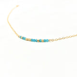 TEAL AMAZONITE Small Bar Morse Code Necklace