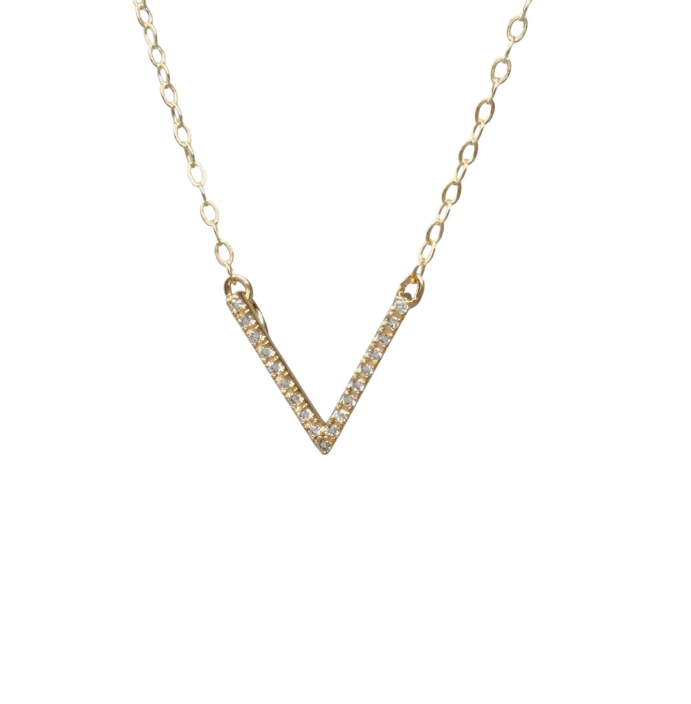 Chevron V Pave Crystal Necklace