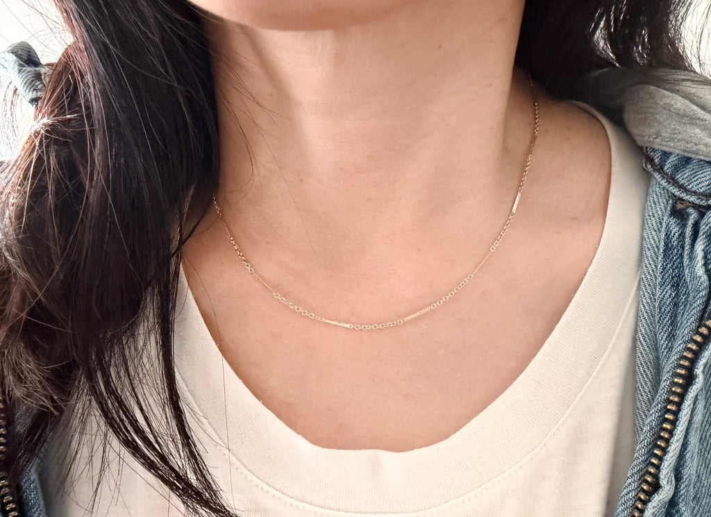 Gold Fill DETAILED CHAIN BAR Necklace