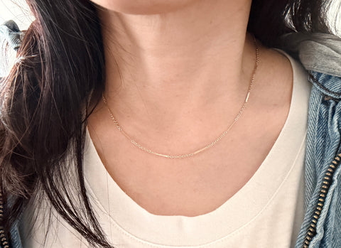 Gold Fill DETAILED CHAIN BAR Necklace
