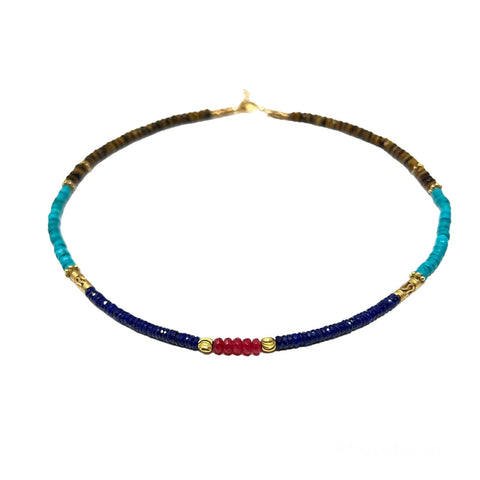 Semi Precious Gemstone Multi Colored Stone Necklace