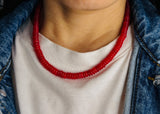 Chunky Red Jade Beaded Necklace