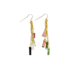 Tourmaline Bar Drop Chain Earrings