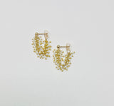 White Beaded Chain Dangle Hoop Earrings