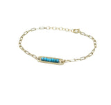 Turquoise Bordered in Long Link Bracelet
