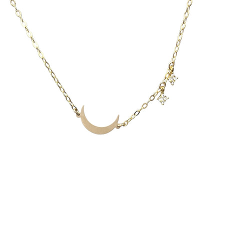 Moon and Crystal Star Necklace