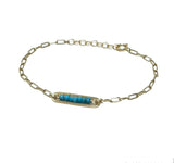 Turquoise Bordered in Long Link Bracelet