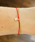 Red String and Satellite Chain with Crystal Layering Bracelet