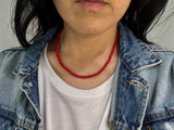 Thick Red Coral Beaded Necklace