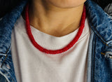 Chunky Red Jade Beaded Necklace