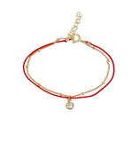 Red String and Satellite Chain with Crystal Layering Bracelet