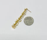 White Beaded Chain Dangle Hoop Earrings