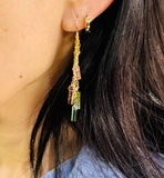 Tourmaline Bar Drop Chain Earrings