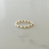 Alternating White Pearl and Bead Ring