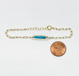 Turquoise Bordered in Long Link Bracelet