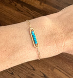 Turquoise Bordered in Long Link Bracelet