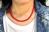 Thick Red Coral Beaded Necklace