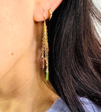 Tourmaline Bar Drop Chain Earrings