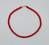 Chunky Red Jade Beaded Necklace