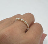 Alternating White Pearl and Bead Ring