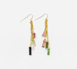 Tourmaline Bar Drop Chain Earrings