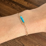 Turquoise Bordered in Long Link Bracelet