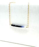 Straight Bar Blue Ombre Sapphire Beaded Necklace