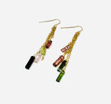 Tourmaline Bar Drop Chain Earrings