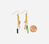 Tourmaline Bar Drop Chain Earrings