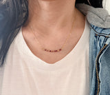 GARNET STONE Small Bar Morse Code Necklace
