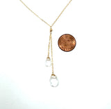 Y Lariat Drop Clear Quartz Gemstone Necklace