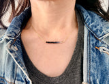 Straight Bar Blue Ombre Sapphire Beaded Necklace